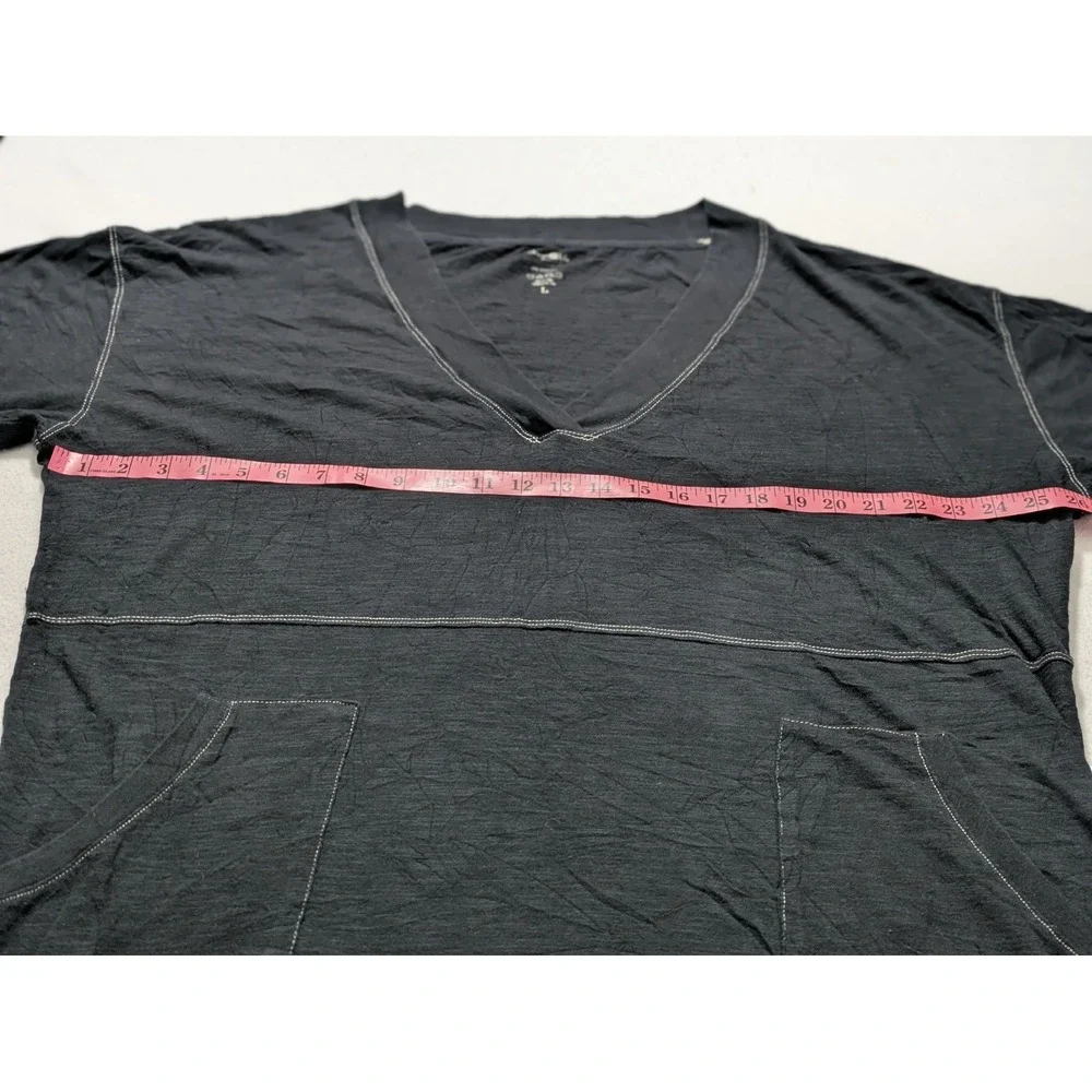 Natural Life Charlie V Neck Dress Size Large Black Soft T-shirt Tunic Lagenlook